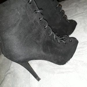 Black lace up booties